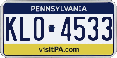 PA license plate KLO4533