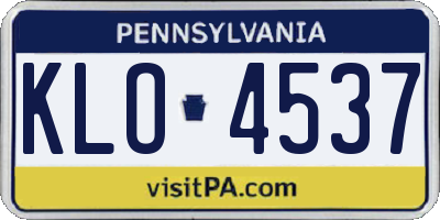 PA license plate KLO4537