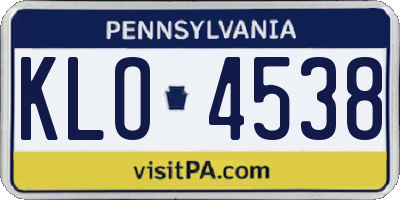 PA license plate KLO4538