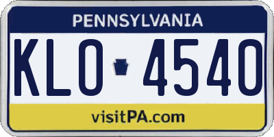 PA license plate KLO4540