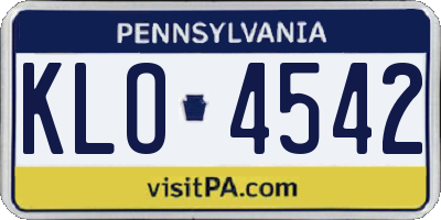PA license plate KLO4542