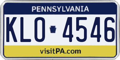 PA license plate KLO4546