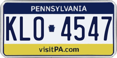 PA license plate KLO4547