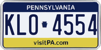 PA license plate KLO4554