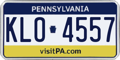 PA license plate KLO4557
