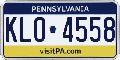 PA license plate KLO4558