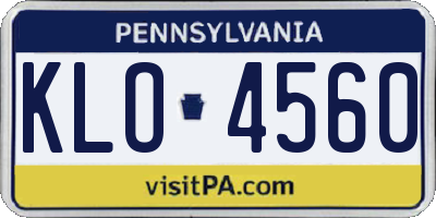 PA license plate KLO4560