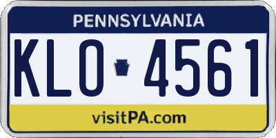 PA license plate KLO4561