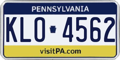 PA license plate KLO4562