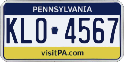 PA license plate KLO4567