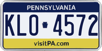 PA license plate KLO4572