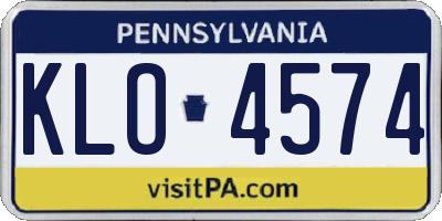 PA license plate KLO4574