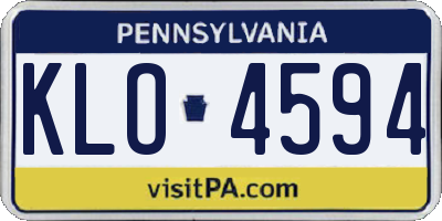 PA license plate KLO4594