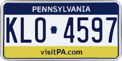 PA license plate KLO4597