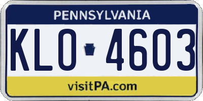 PA license plate KLO4603
