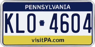 PA license plate KLO4604