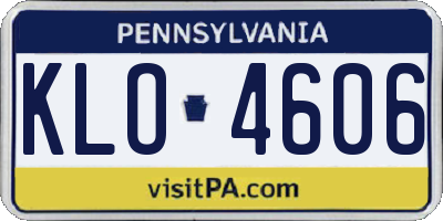 PA license plate KLO4606