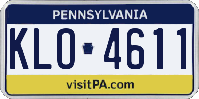 PA license plate KLO4611
