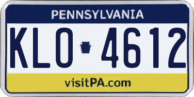 PA license plate KLO4612