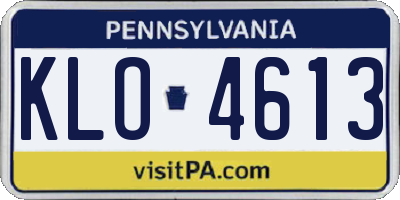 PA license plate KLO4613