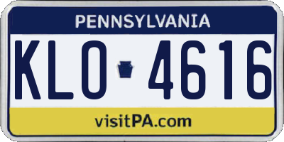 PA license plate KLO4616