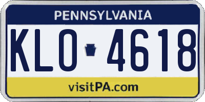 PA license plate KLO4618