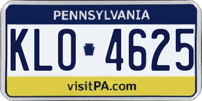 PA license plate KLO4625