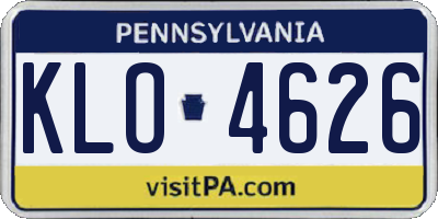 PA license plate KLO4626