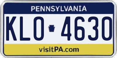PA license plate KLO4630