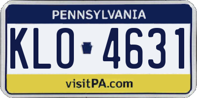PA license plate KLO4631
