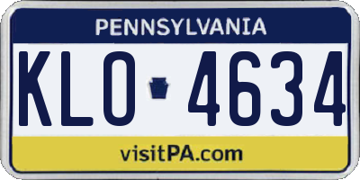 PA license plate KLO4634