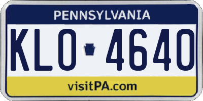PA license plate KLO4640