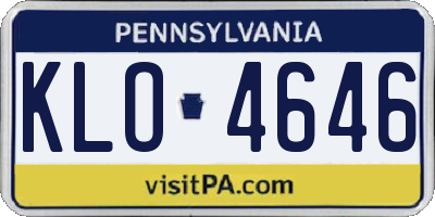 PA license plate KLO4646