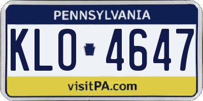 PA license plate KLO4647