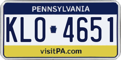PA license plate KLO4651