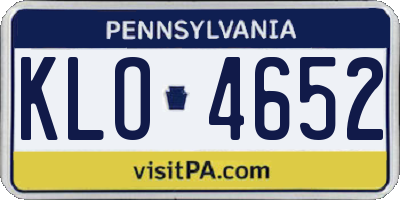 PA license plate KLO4652