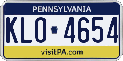PA license plate KLO4654