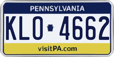 PA license plate KLO4662