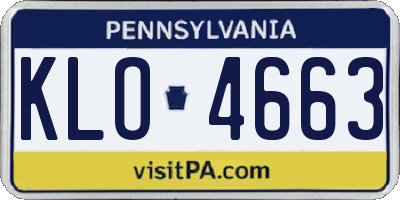 PA license plate KLO4663