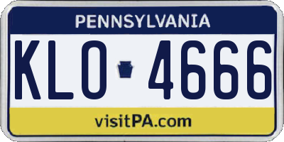 PA license plate KLO4666