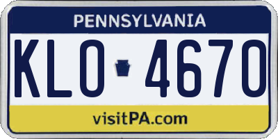 PA license plate KLO4670
