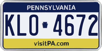 PA license plate KLO4672