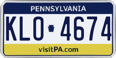PA license plate KLO4674