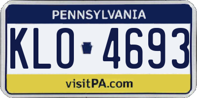 PA license plate KLO4693