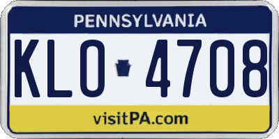PA license plate KLO4708