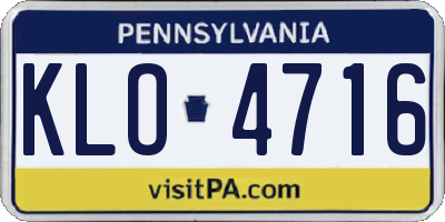 PA license plate KLO4716