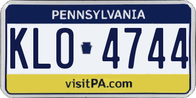 PA license plate KLO4744
