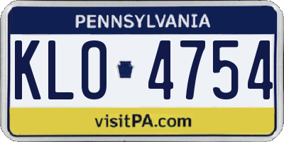 PA license plate KLO4754