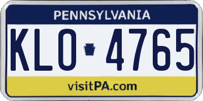 PA license plate KLO4765