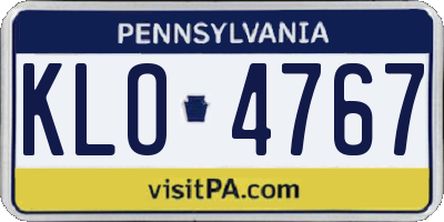 PA license plate KLO4767
